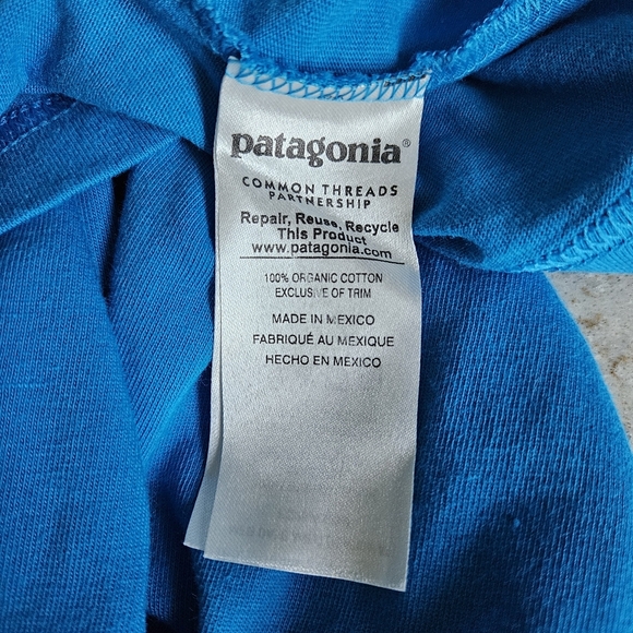 Mens P-6 Logo Patagonia Blue Organic Cotton T Shirt Size XXL - Picture 8 of 8